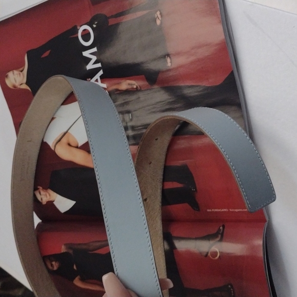 Vintage Bottega Veneta Blue & Gold Leather Belt size Large 33-36 - Picture 7 of 16